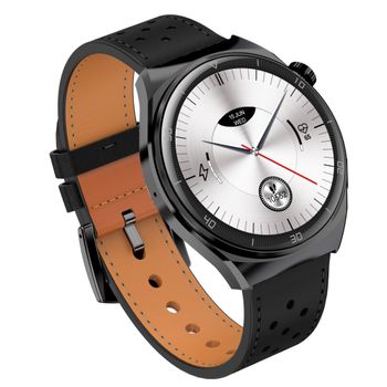 Smartwatch męski Garett V12 czarny skórzany. Męski smartwatch Garett. Męski smartwatch na pasku. Smartwatch męski Garett z rozmowami. Smartwatch na skórzanym pasku na prezent dla mężczyzny (4).jpg